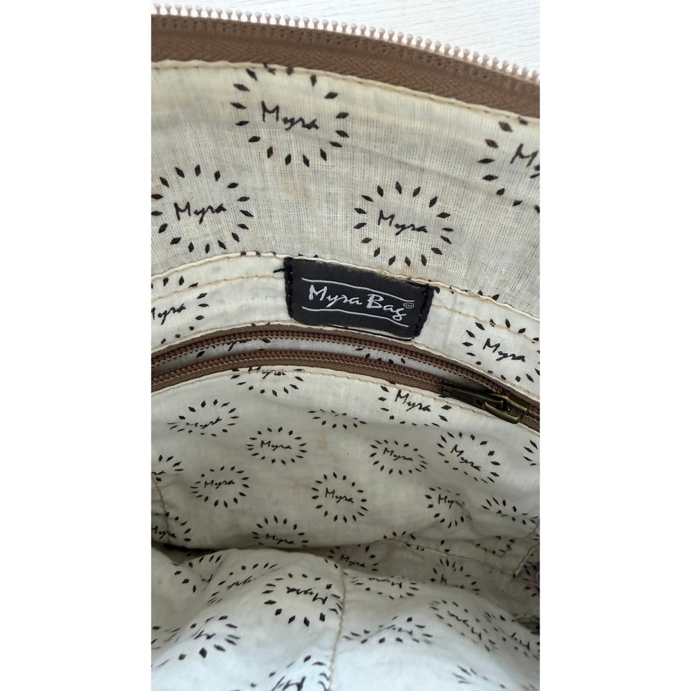 Myra Bag Brown Tooled Floral Embossed Leather Crossbody Shoulder Bag Distressed - Picture 6 of 6